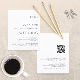 Budget Simple QR Code White Wedite Einladung