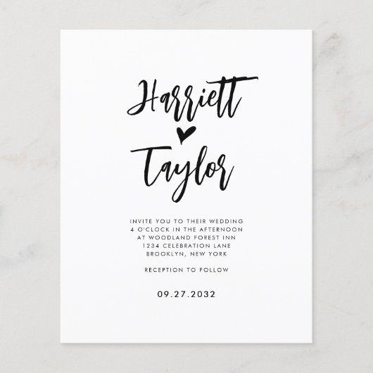 BUDGET Simple Romantic Lovely Heart Script Wedding (Vorderseite)