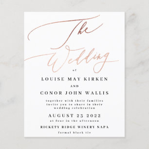 Budget Simple Rose Gold Details on back Wedding Flyer