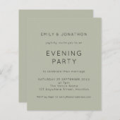 Budget Simple Sage Wedding Abend Party Einladung (Vorne/Hinten)