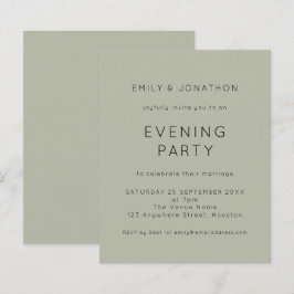 Budget Simple Sage Wedding Abend Party Einladung