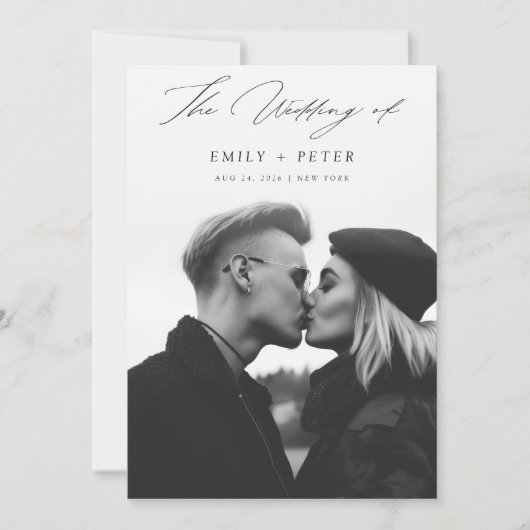 Budget Simple Script Calligraphy Verlobung Foto Einladung (Vorderseite)