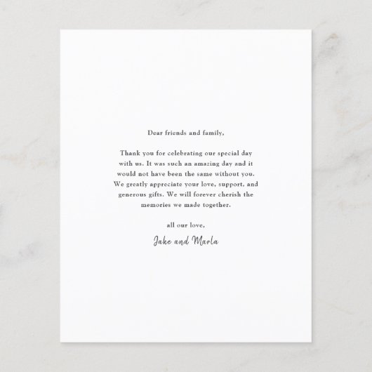 Budget Simple Script Foto Wedding Danke Card (Rückseite)