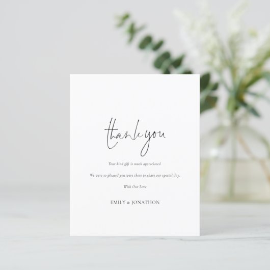 Budget Simple Script Foto Wedding Vielen Dank (Stehend Vorderseite)