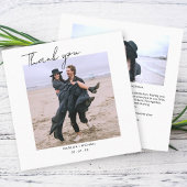 Budget Simple Script Wedding Foto Danke Karte