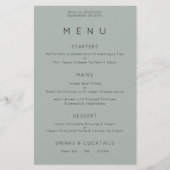 Budget Simple Silvery Sage Green Wedding Menu (Vorderseite)