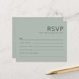 Budget Simple Silvery Sage Green Wedding RSVP