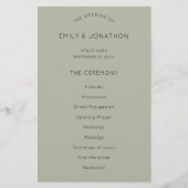 Budget Simple Soft Sage Green Wedding Programm (Vorderseite)