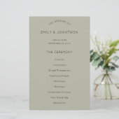 Budget Simple Soft Sage Green Wedding Programm (Stehend Vorderseite)