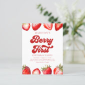 Budget Simple Strawberry Berry First Birthday (Stehend Vorderseite)