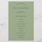 Budget Simple Text Sage Green Wedding Programm (Vorderseite)