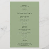 Budget Simple Text Sage Green Wedding Programm (Rückseite)