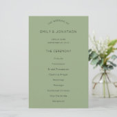 Budget Simple Text Sage Green Wedding Programm (Stehend Vorderseite)
