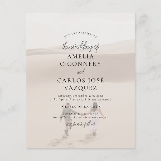 Budget Simple Typografy Modern 2 Foto Wedding (Rückseite)
