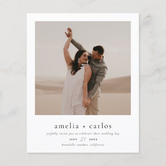 Budget Simple Typografy Modern 2 Foto Wedding (Vorderseite)