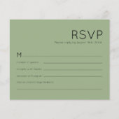Budget Simple Typografy Sage Green Wedding RSVP (Vorderseite)