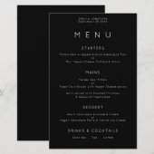 Budget Simple Typografy White Black Wedding Menu (Vorne/Hinten)