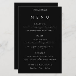 Budget Simple Typografy White Black Wedding Menu