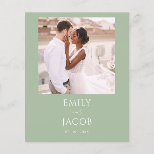 Budget Simple Wedding Foto Sage Green (Rückseite)