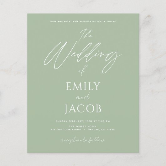 Budget Simple Wedding Foto Sage Green (Vorderseite)