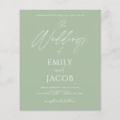 Budget Simple Wedding Foto Sage Green Flyer (Vorne)