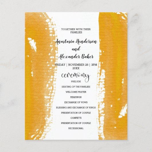 Budget Simple Wedding Program Karte. (Vorderseite)