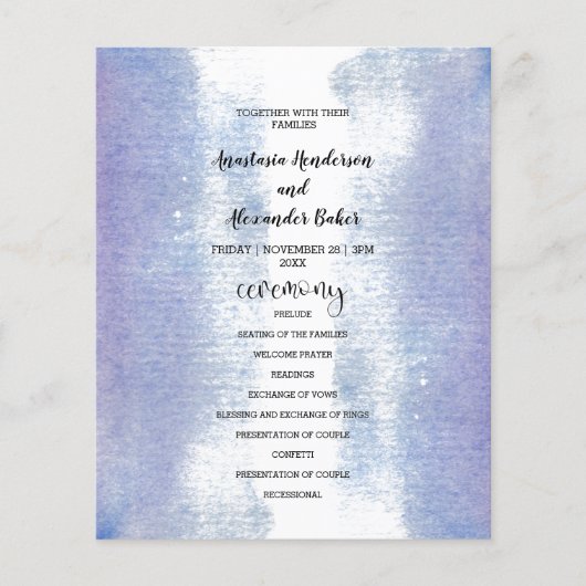 Budget Simple Wedding Program Karte. Flyer (Vorne)