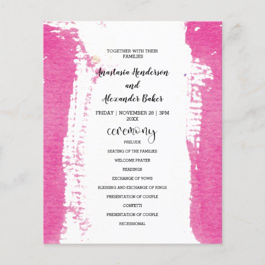 Budget Simple Wedding Program Karte. Flyer (Vorne)