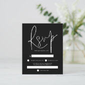 Budget Simple White Text Black Wedding RSVP (Stehend Vorderseite)