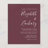 Budget Skript Burgundy QR Code Hochzeit Einladung (Vorderseite)