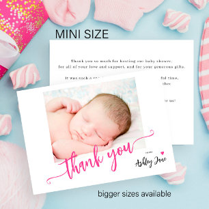 Budget-Skript-Foto-Baby-Shower-Dankeschön Mitteilungskarte