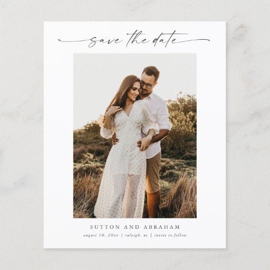 Budget Skript-Foto Minimale Hochzeit speichern Sie (Vorderseite)