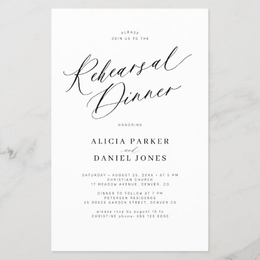 Budget Skript Hochzeit Probe Dinner Einladung Flyer (Vorne)