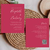 Budget Skript Magenta QR Code Wedding Einladung