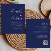 Budget Skript Navy Blue QR Code Hochzeit Einladung