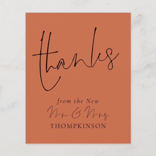 Budget Skript Neu Herr Wedding Terracotta Dank (Vorderseite)