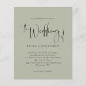 Budget Skript Pale Sage Grüne Hochzeit Einladung (Vorderseite)