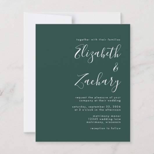 Budget Skript Smarald Green QR Code Wedding Einlad (Vorderseite)