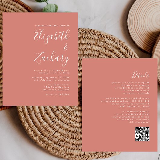 Budget Skript Terracotta QR Code Hochzeit Einladun