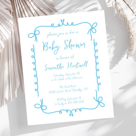 Budget Sky Blue Handgeschriebener Boy Baby Shower 