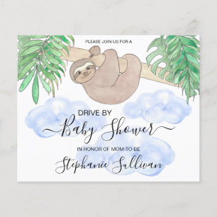Budget Sloth Drive by Boy Baby Shower Einladung