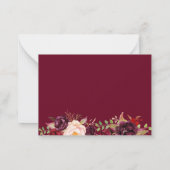 Budget Small Wedding RSVP | Burgund Blush Floral Mitteilungskarte (Rückseite)