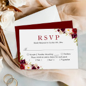 Budget Small Wedding RSVP | Burgund Blush Floral Mitteilungskarte