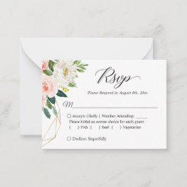 Budget Small Wedding RSVP | Rosa Blume Mitteilungskarte