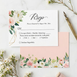 Budget Small Wedding RSVP | Rosa Blume Mitteilungskarte