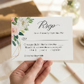 Budget Small Wedding RSVP | Rosa Blume Mitteilungskarte