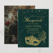 BUDGET Smaragd-Gold-Masqueraden-Geburtstagsfoto (Vorne/Hinten)