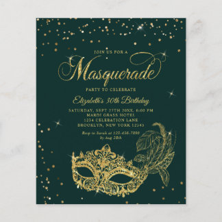 BUDGET Smaragd-Gold-Masqueraden-Geburtstagsfoto