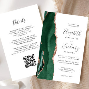 Budget Smaragd-Roségold-Achat-Hochzeit mit QR-Code