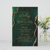 Budget Smaragdgrün Gold Achat Hochzeitsprogramm (Stehend Vorderseite)